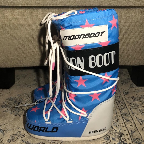 Moon Boots Icon Retrobiker Pink stars Print Boots - Picture 5 of 9